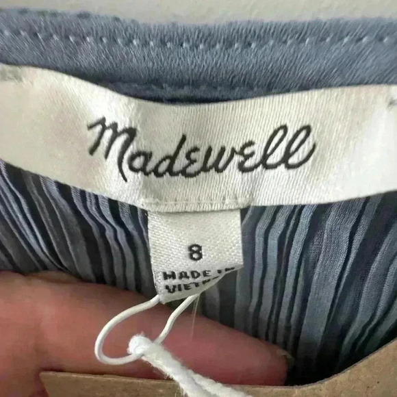 NEW Madewell The Goldie Dress in Plissé ~ Teapot Blue ~ 8 ~ NWT! - Picture 10 of 10